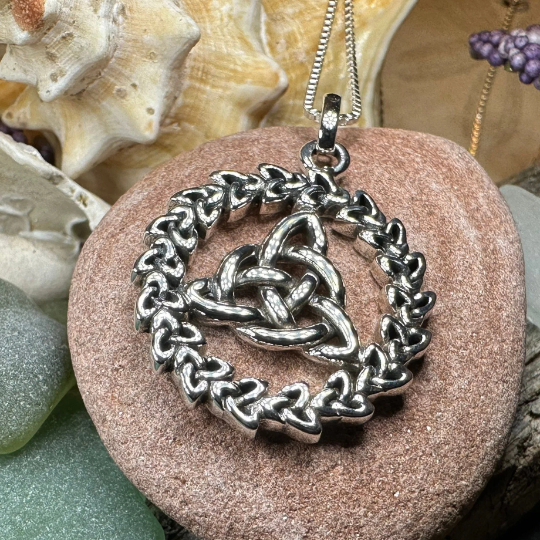 Evadne Trinity Knot Necklace in Sterling Silver