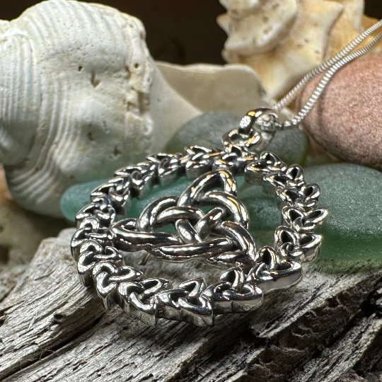 Evadne Trinity Knot Necklace in Sterling Silver