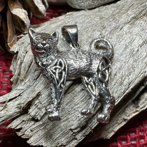 Tabitha Celtic Knot Cat Necklace in Sterling Silver