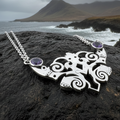 Emeria Celtic Goddess Amethyst Necklace in Sterling Silver