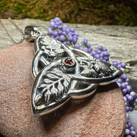 Oak Ash Thorn Trinity Knot Necklace in Sterling Silver | Pendant | Wiccan Center