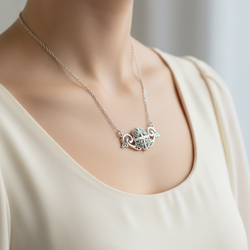 Keavy Trinity Knot Necklace in Sterling Silver