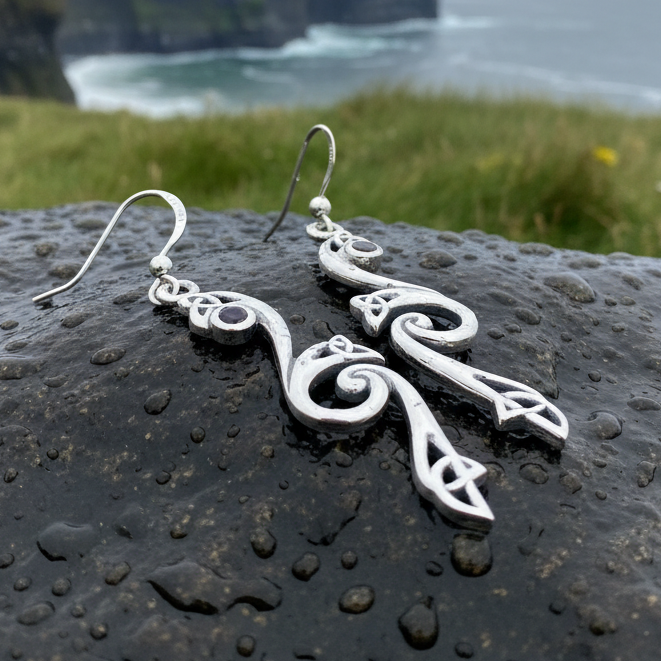 Graceful Celtic Trinity Knot Earrings in Sterling Silver