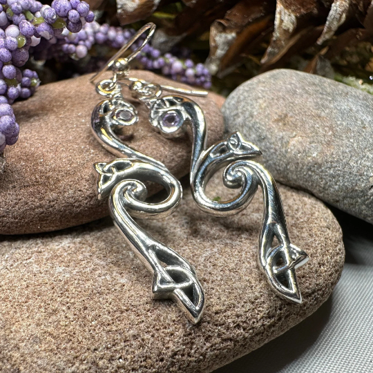 Graceful Celtic Trinity Knot Earrings in Sterling Silver