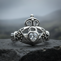 Devotion Marcasite Irish Claddagh Ring in Sterling Silver