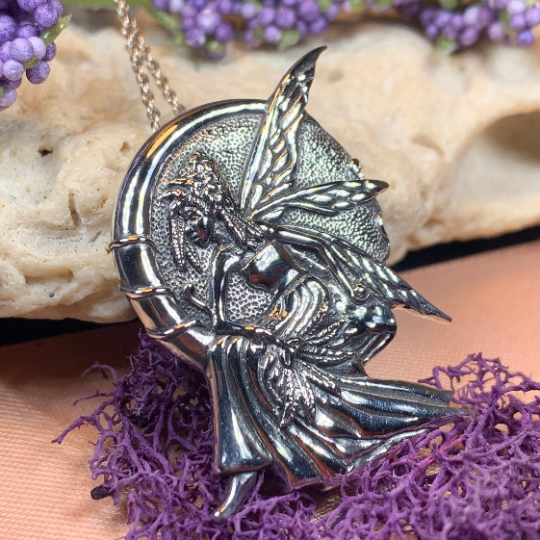 Moonlight Fairy Necklace in Sterling Silver | Pendant | Wiccan Center