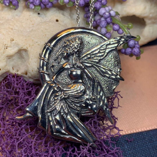 Moonlight Fairy Necklace in Sterling Silver | Pendant | Wiccan Center