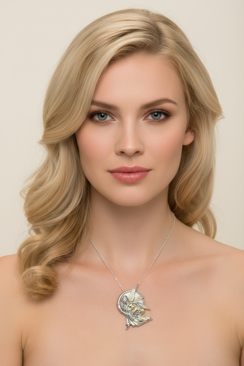 Moonlight Fairy Necklace in Sterling Silver | Pendant | Wiccan Center