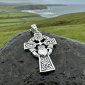 Marcasite Irish Claddagh Cross Necklace in Sterling Silver