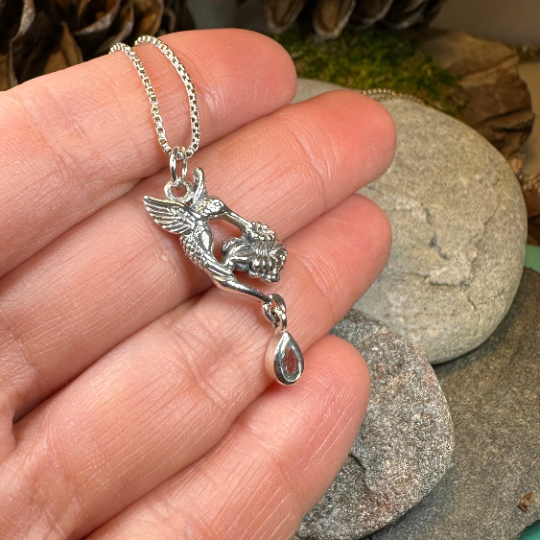 Summer Rain Hummingbird Necklace with Blue Topaz | Pendant | Wiccan Center