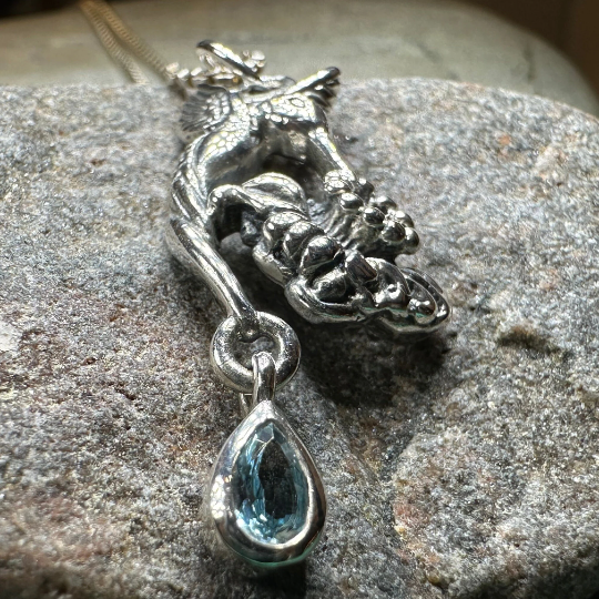 Summer Rain Hummingbird Necklace with Blue Topaz | Pendant | Wiccan Center