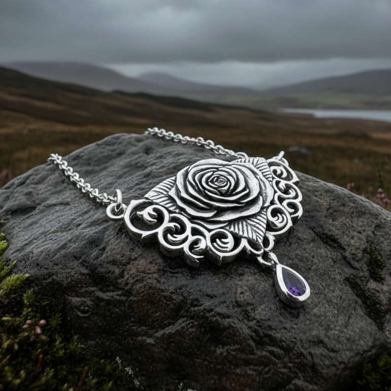 Wild Irish Rose Necklace in Sterling Silver | Necklet | Wiccan Center
