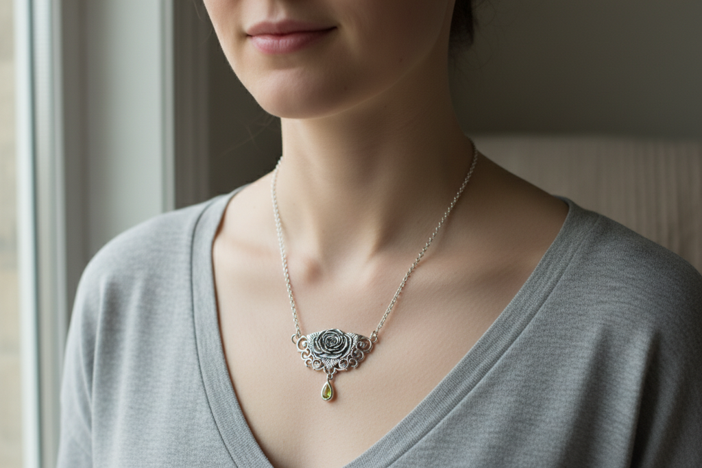 Wild Irish Rose Necklace in Sterling Silver | Necklet | Wiccan Center