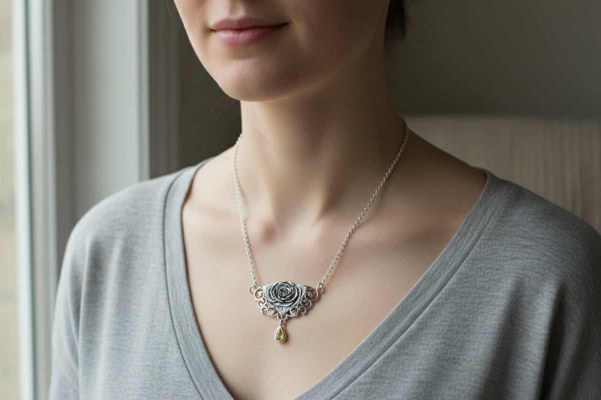 Wild Irish Rose Necklace in Sterling Silver | Necklet | Wiccan Center