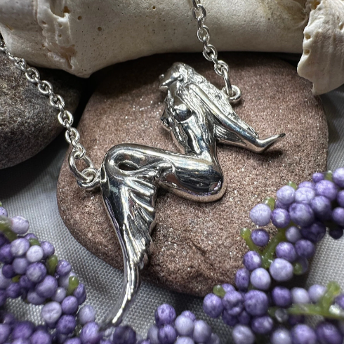 Ocean Mermaid Goddess Necklace in Sterling Silver | Necklet | Wiccan Center