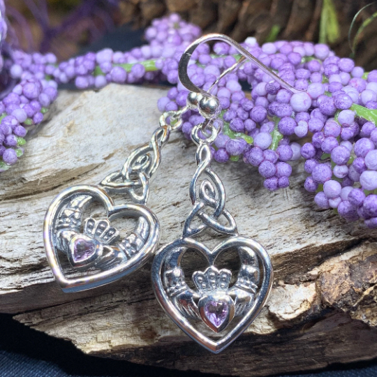 Careena Irish Claddagh Earrings in Sterling Silver