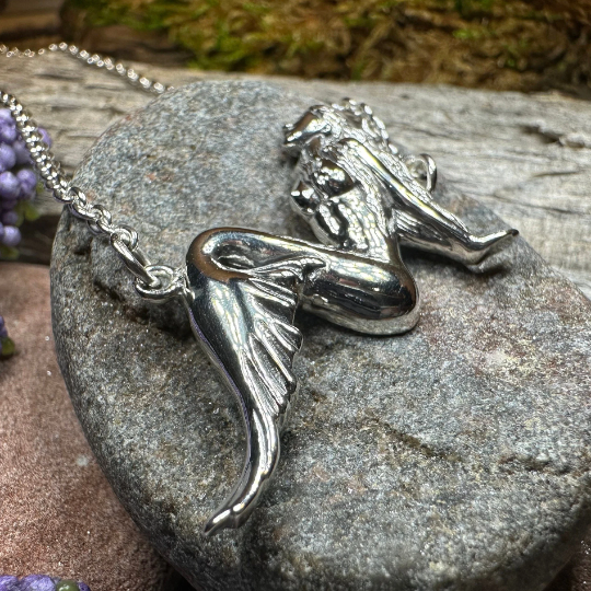 Ocean Mermaid Goddess Necklace in Sterling Silver | Necklet | Wiccan Center