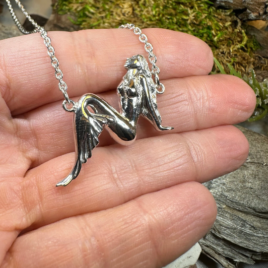 Ocean Mermaid Goddess Necklace in Sterling Silver | Necklet | Wiccan Center