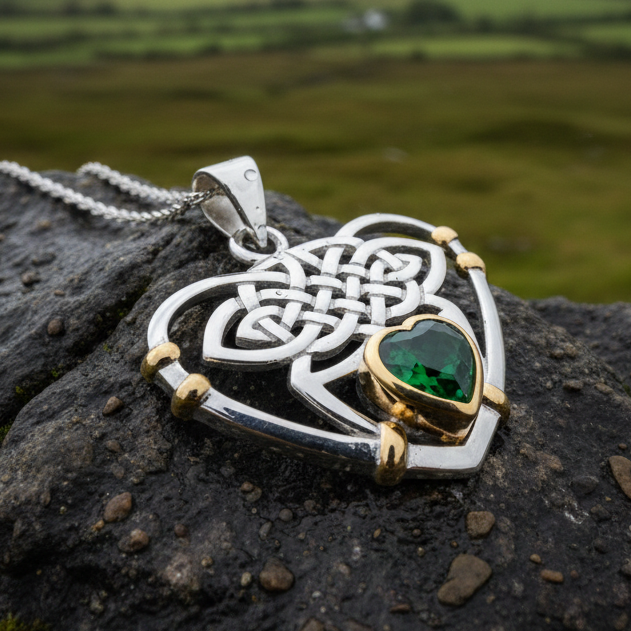Celtic Embrace Heart Necklace in Sterling Silver | Pendant | Wiccan Center