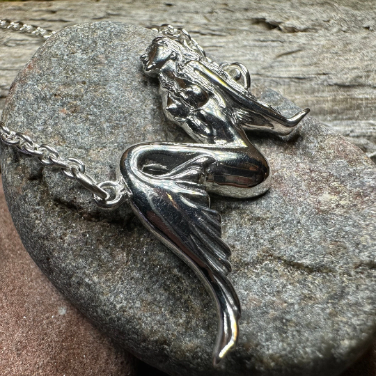 Ocean Mermaid Goddess Necklace in Sterling Silver | Necklet | Wiccan Center