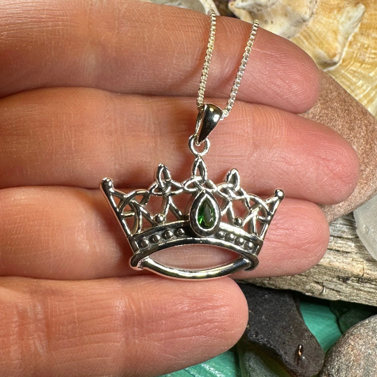 Celtic Irish Princess Crown Necklace in Sterling Silver | Pendant | Wiccan Center