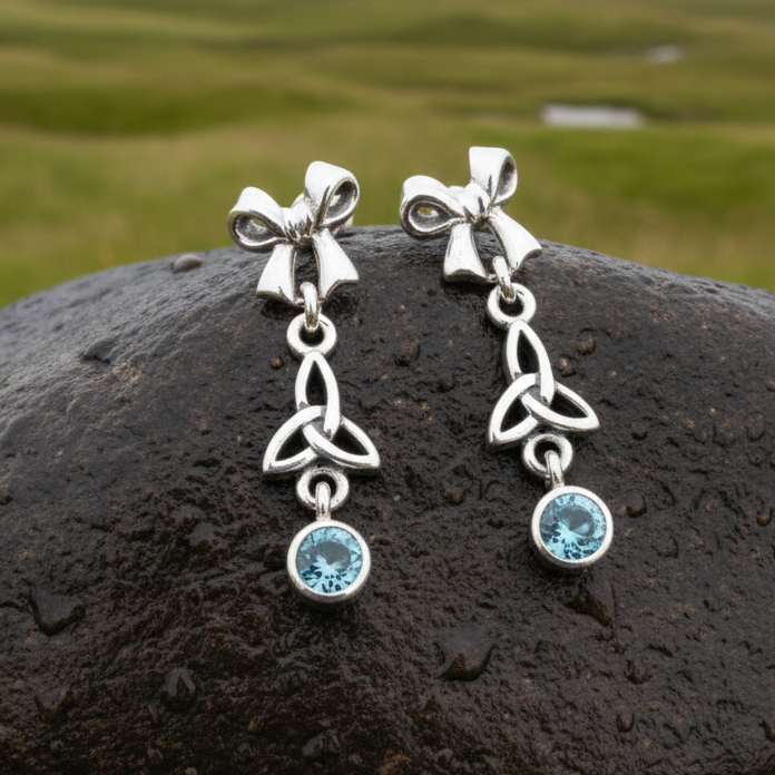 Joy Celtic Trinity Knot Earrings in Sterling Silver