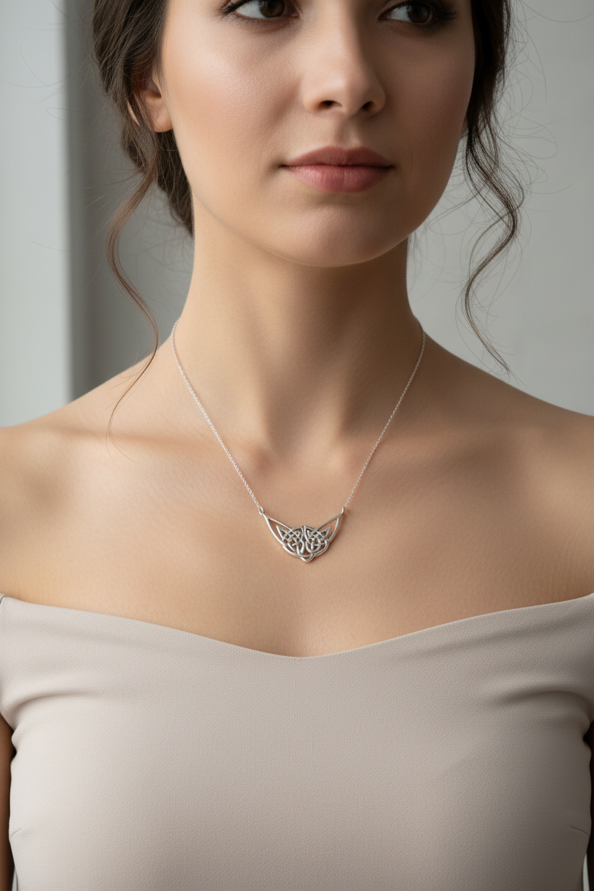 Letita Celtic Knot Necklace in Sterling Silver | Necklet | Wiccan Center
