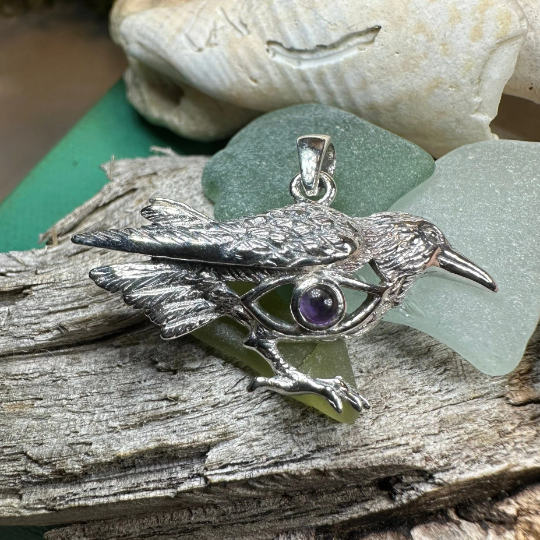 Rona Raven Necklace in Sterling Silver | Pendant | Wiccan Center
