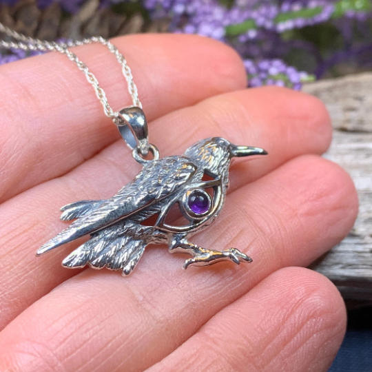 Rona Raven Necklace in Sterling Silver | Pendant | Wiccan Center