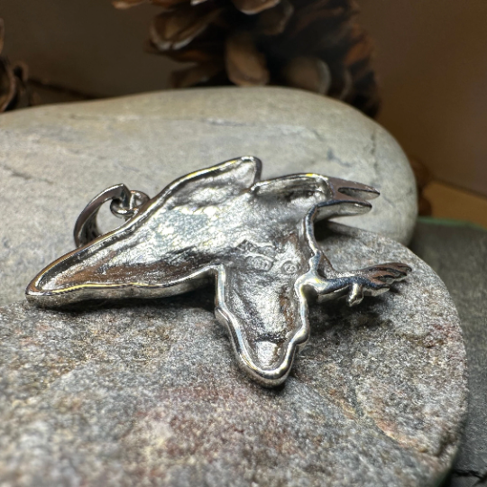 Dauntless Celtic Raven Necklace in Sterling Silver