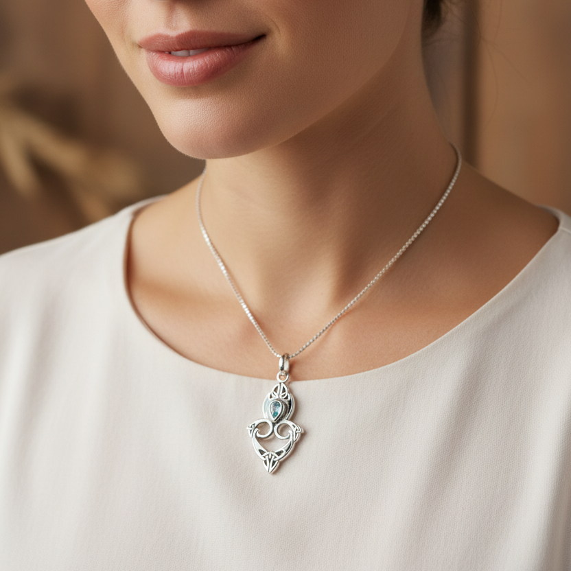 Cordelia Celtic Trinity Knot Necklace in Sterling Silver | Pendant | Wiccan Center