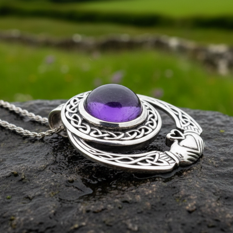 Morna Irish Claddagh Necklace in Sterling Silver