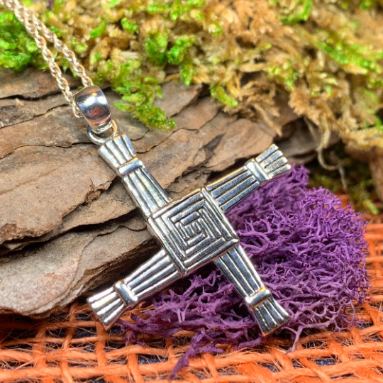 Large Irish Saint Brigid’s Cross Necklace in Sterling Silver | Pendant | Wiccan Center