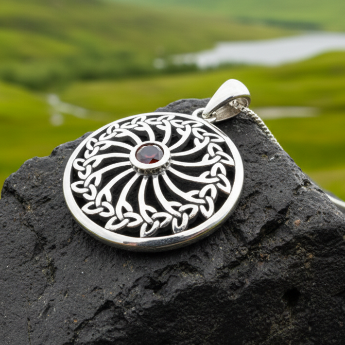 Wheel of Life Celtic Trinity Knot Necklace