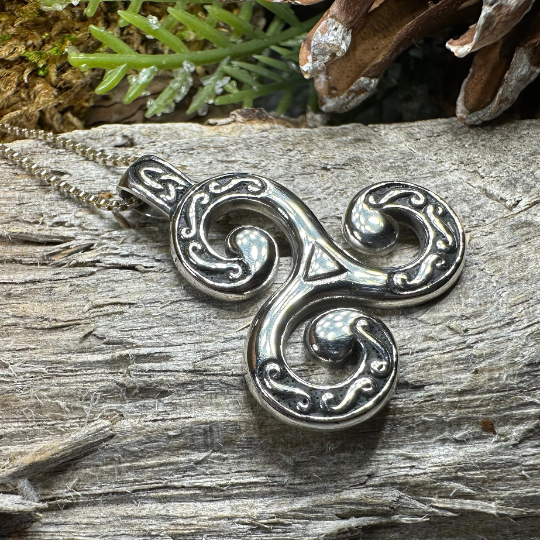 Celtic Triskele Necklace in Sterling Silver