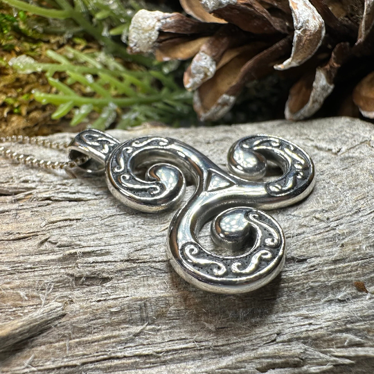 Celtic Triskele Necklace in Sterling Silver
