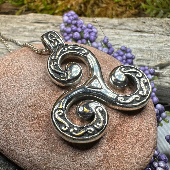 Celtic Triskele Necklace in Sterling Silver