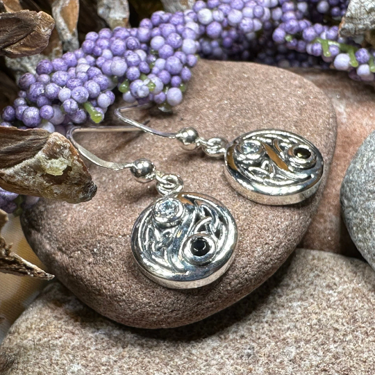 Celtic Yin Yang Earrings in Sterling Silver