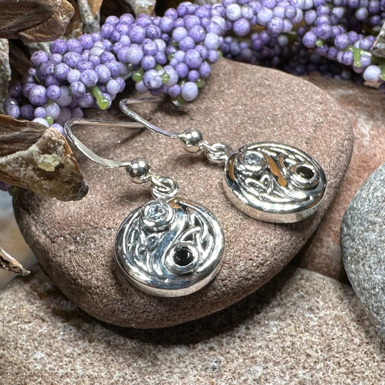 Celtic Yin Yang Earrings in Sterling Silver
