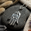 Boho Love Hamsa Hand Necklace in Sterling Silver | Pendant | Wiccan Center