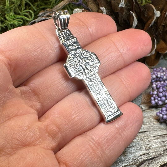 Irish Celtic Cross Necklace in Sterling Silver