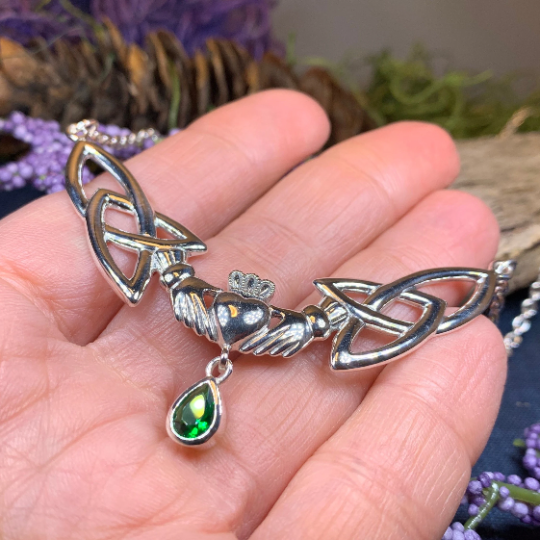 Erinna Irish Claddagh Necklace in Sterling Silver