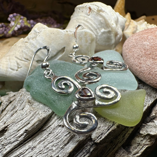 Triple Spiral Heart Earrings | Dangle Earrings | Wiccan Center