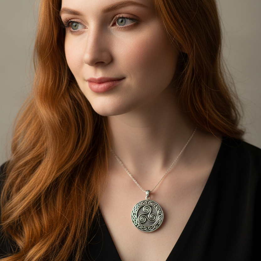 Aglimar Celtic Spiral Necklace in Sterling Silver