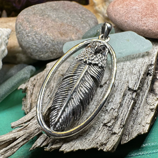 Eagle Feather Necklace in Sterling Silver | Pendant | Wiccan Center