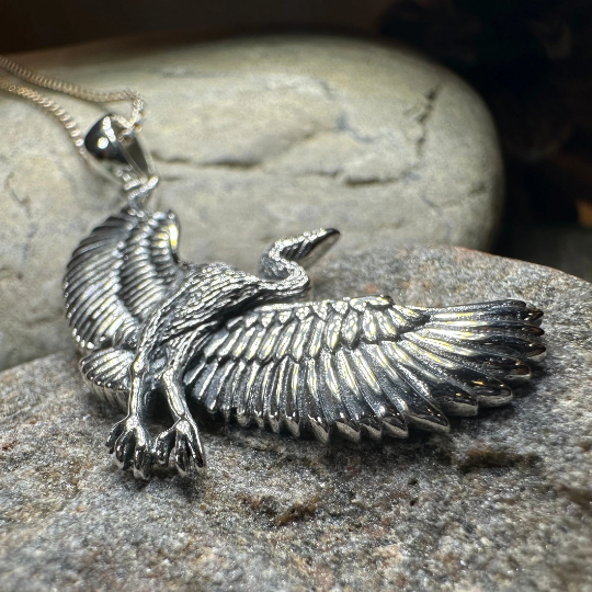 Good Fortune Crane Necklace in Sterling Silver | Pendant | Wiccan Center