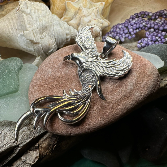 Firebird Phoenix Necklace in Sterling Silver | Pendant | Wiccan Center