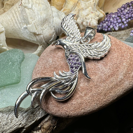 Firebird Phoenix Necklace in Sterling Silver | Pendant | Wiccan Center