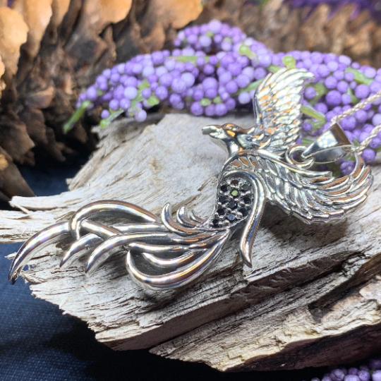 Firebird Phoenix Necklace in Sterling Silver | Pendant | Wiccan Center