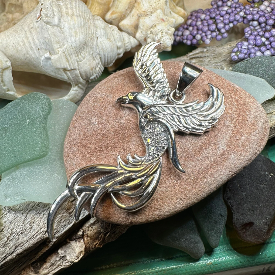Firebird Phoenix Necklace in Sterling Silver | Pendant | Wiccan Center